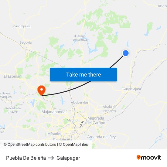 Puebla De Beleña to Galapagar map