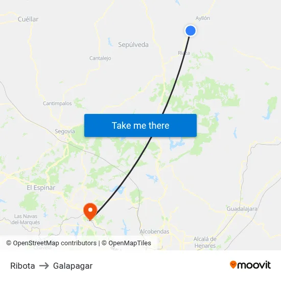 Ribota to Galapagar map