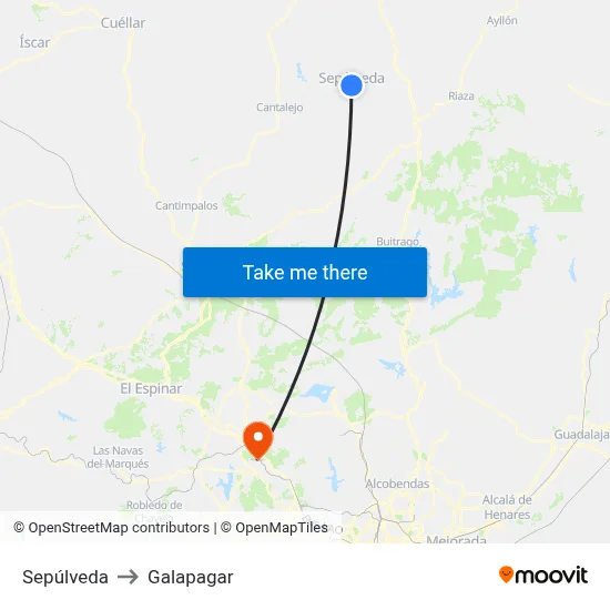 Sepúlveda to Galapagar map