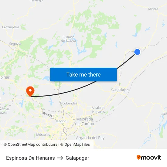 Espinosa De Henares to Galapagar map