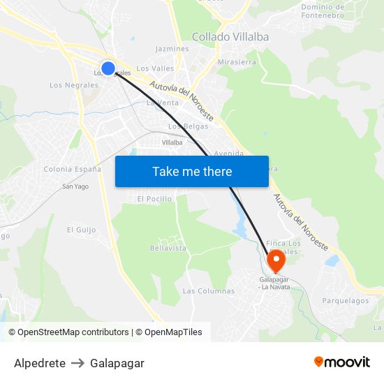 Alpedrete to Galapagar map