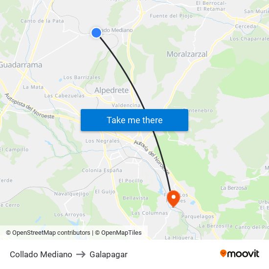 Collado Mediano to Galapagar map