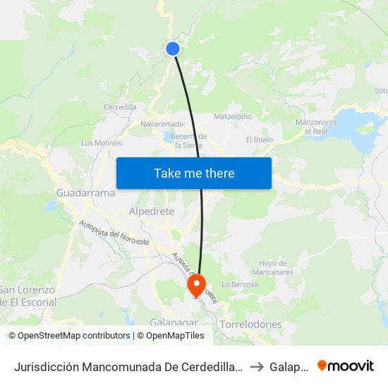 Jurisdicción Mancomunada De Cerdedilla Y Navacerrada to Galapagar map