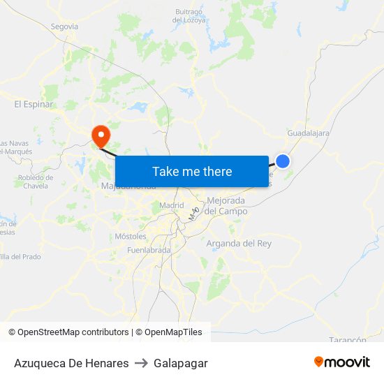 Azuqueca De Henares to Galapagar map