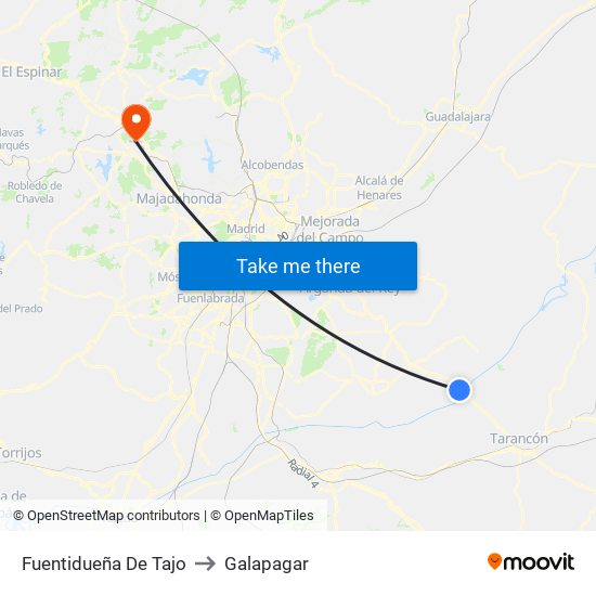 Fuentidueña De Tajo to Galapagar map