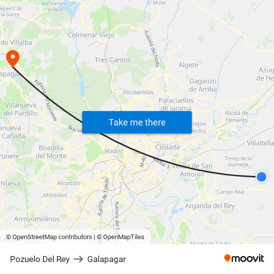 Pozuelo Del Rey to Galapagar map