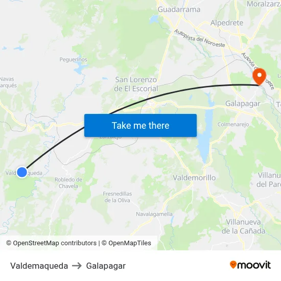 Valdemaqueda to Galapagar map