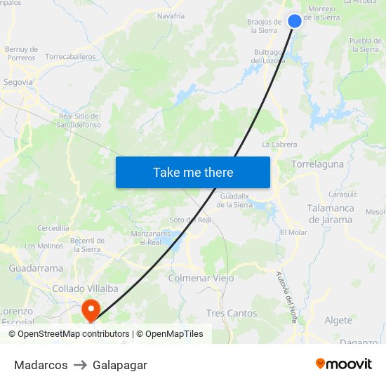 Madarcos to Galapagar map
