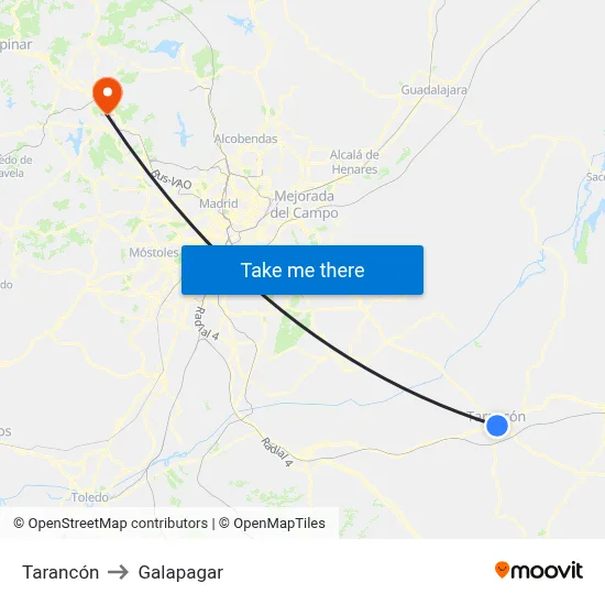 Tarancón to Galapagar map