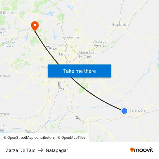 Zarza De Tajo to Galapagar map