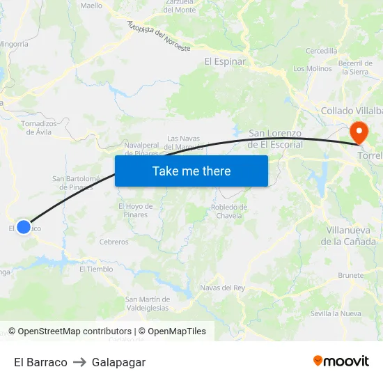 El Barraco to Galapagar map