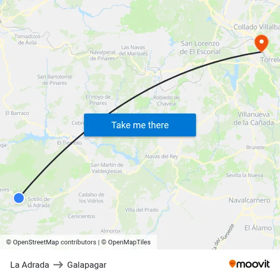 La Adrada to Galapagar map