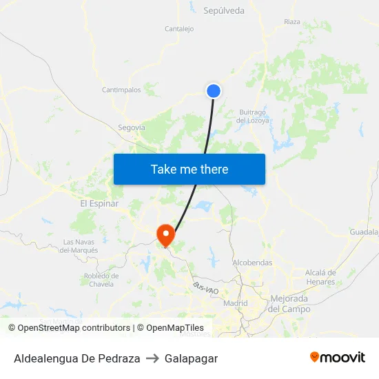 Aldealengua De Pedraza to Galapagar map