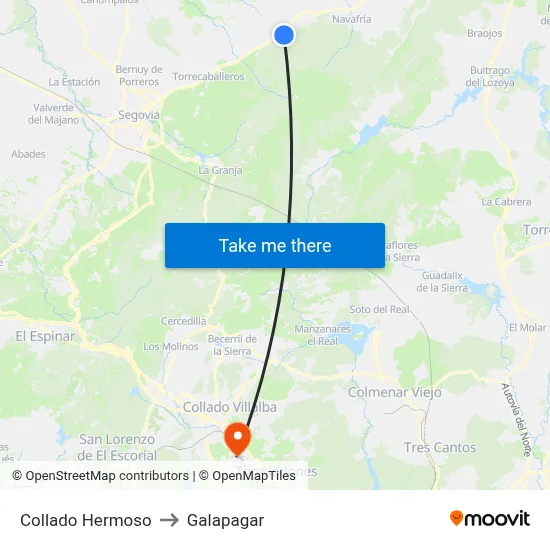 Collado Hermoso to Galapagar map