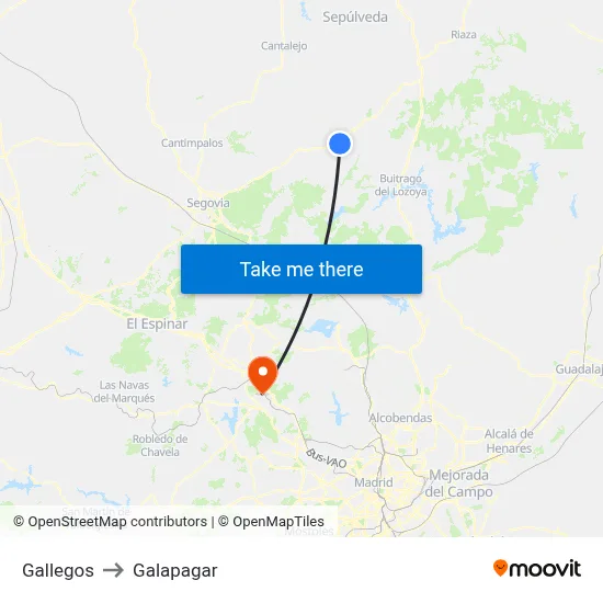Gallegos to Galapagar map