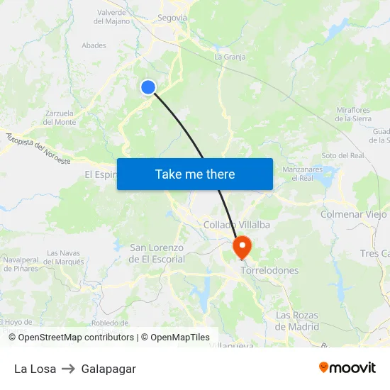 La Losa to Galapagar map