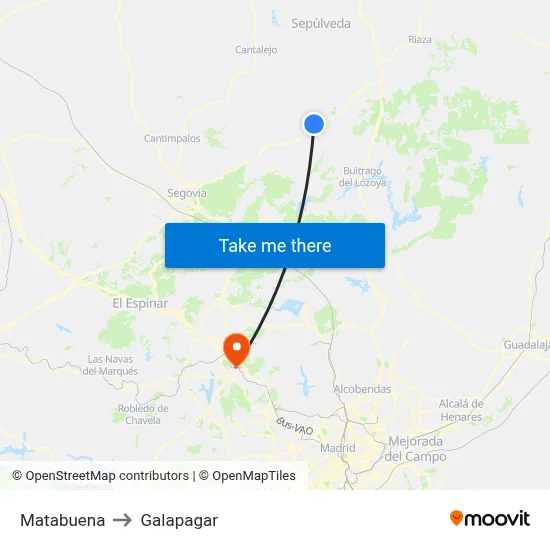Matabuena to Galapagar map