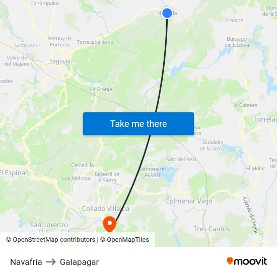 Navafría to Galapagar map