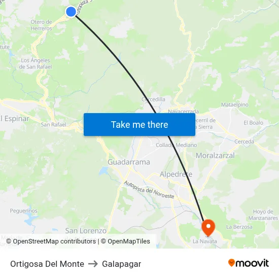 Ortigosa Del Monte to Galapagar map
