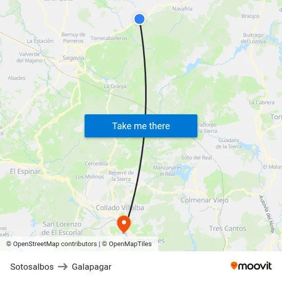 Sotosalbos to Galapagar map