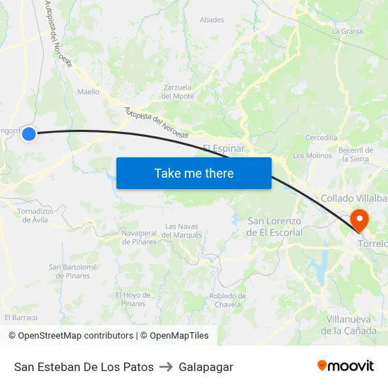 San Esteban De Los Patos to Galapagar map