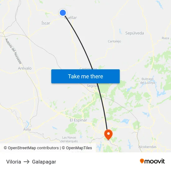 Viloria to Galapagar map