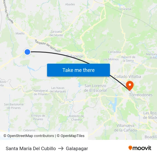 Santa María Del Cubillo to Galapagar map