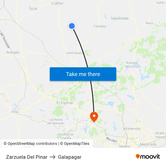 Zarzuela Del Pinar to Galapagar map