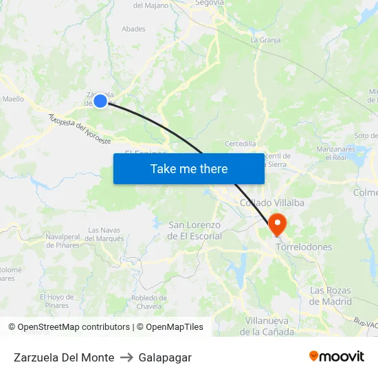 Zarzuela Del Monte to Galapagar map