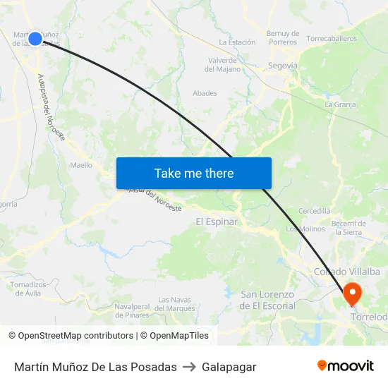 Martín Muñoz De Las Posadas to Galapagar map