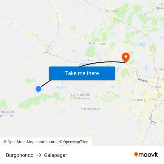 Burgohondo to Galapagar map