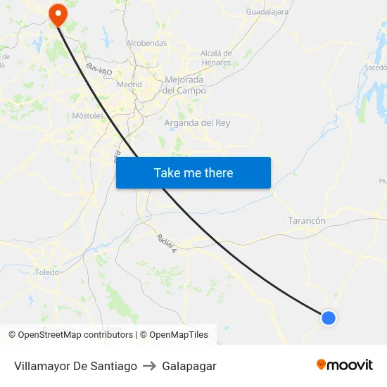 Villamayor De Santiago to Galapagar map
