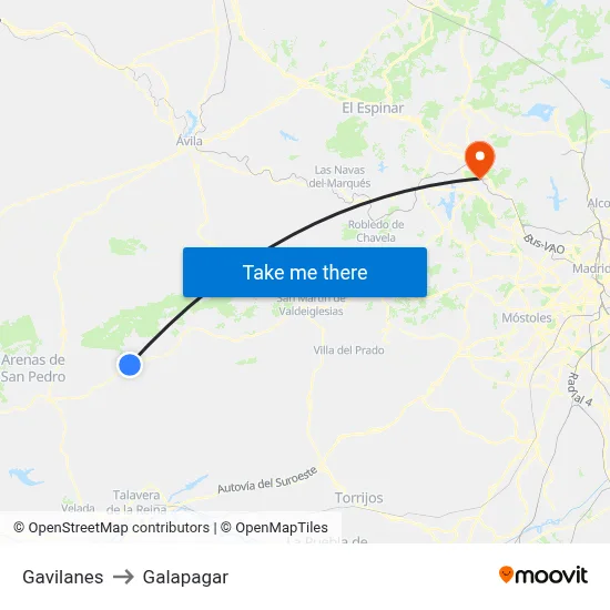 Gavilanes to Galapagar map