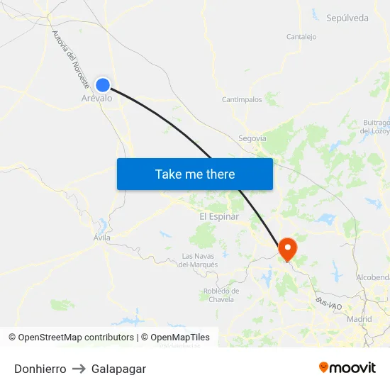 Donhierro to Galapagar map