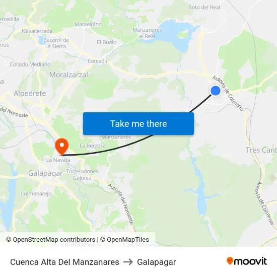 Cuenca Alta Del Manzanares to Galapagar map