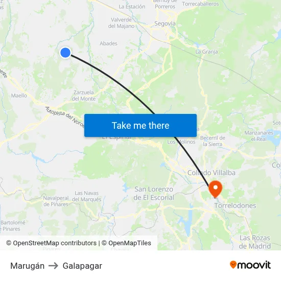 Marugán to Galapagar map