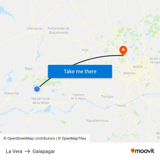La Vera to Galapagar map