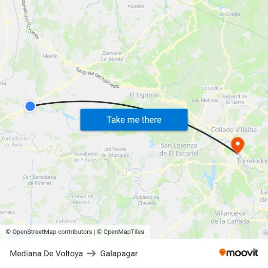 Mediana De Voltoya to Galapagar map