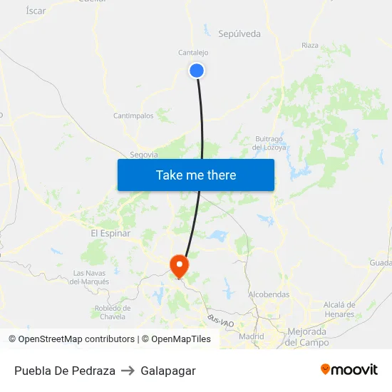 Puebla De Pedraza to Galapagar map