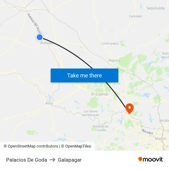 Palacios De Goda to Galapagar map