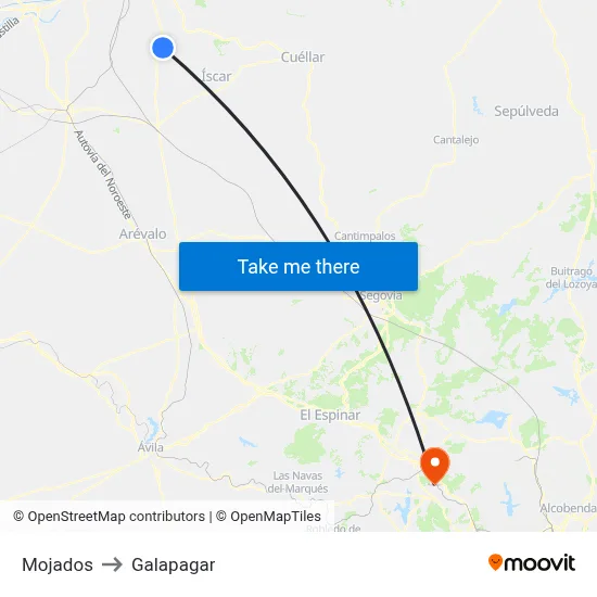 Mojados to Galapagar map