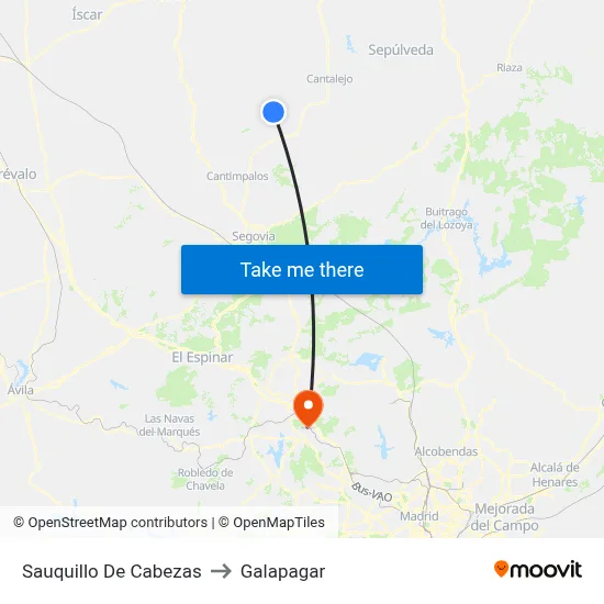 Sauquillo De Cabezas to Galapagar map