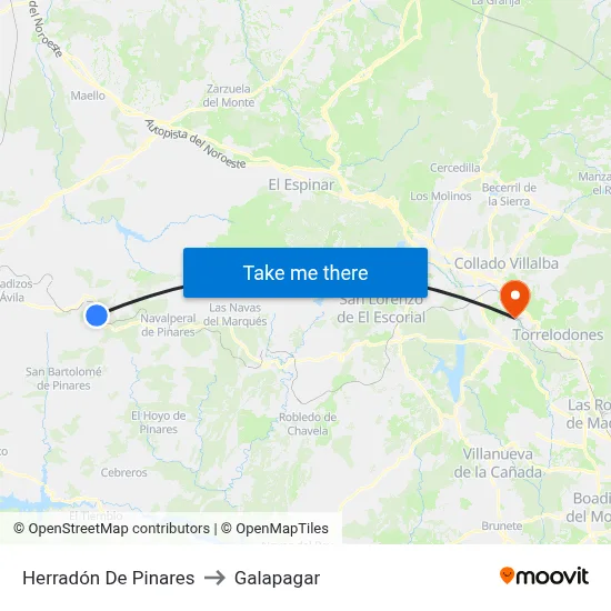 Herradón De Pinares to Galapagar map