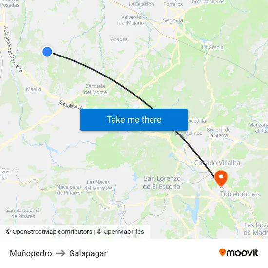 Muñopedro to Galapagar map