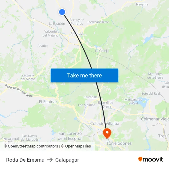 Roda De Eresma to Galapagar map