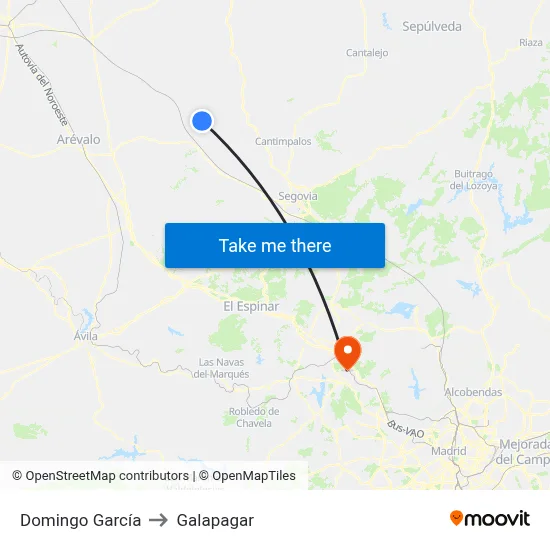 Domingo García to Galapagar map