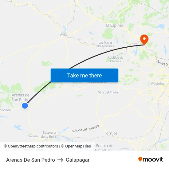 Arenas De San Pedro to Galapagar map