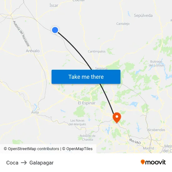 Coca to Galapagar map