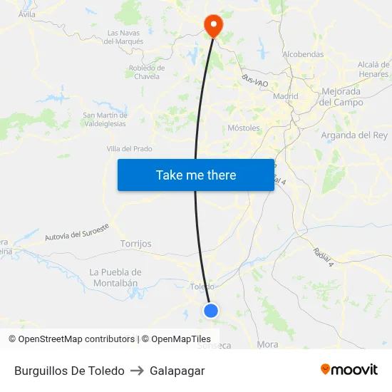Burguillos De Toledo to Galapagar map