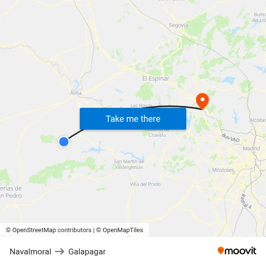 Navalmoral to Galapagar map